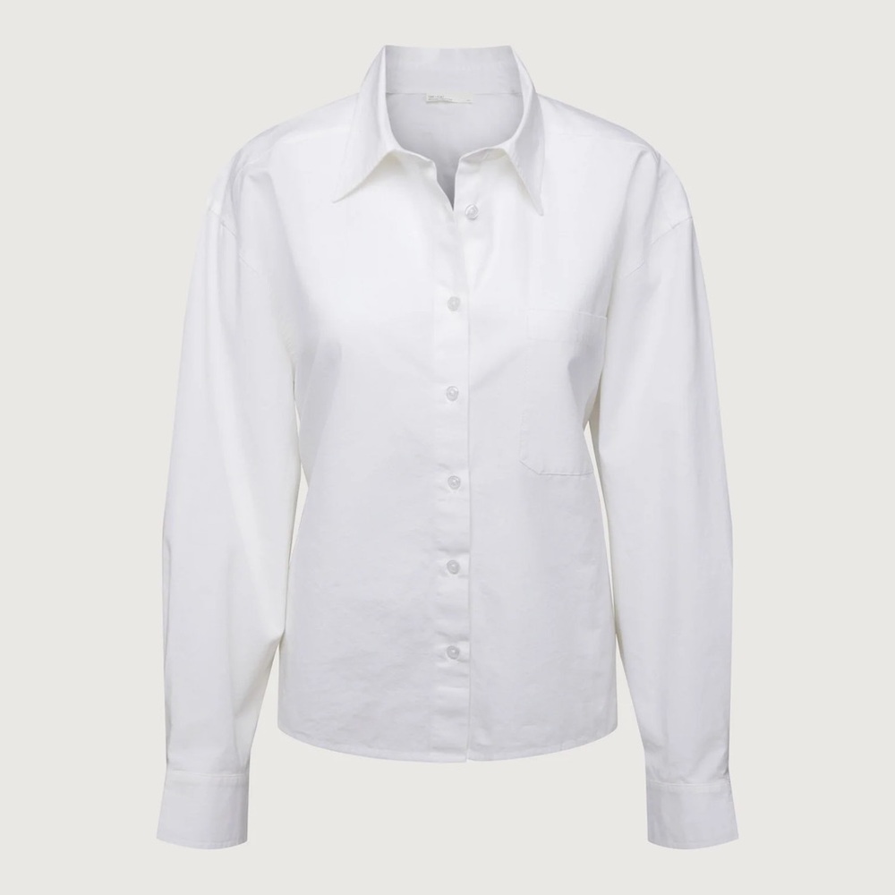 Oak + Fort White open back shirt with ties